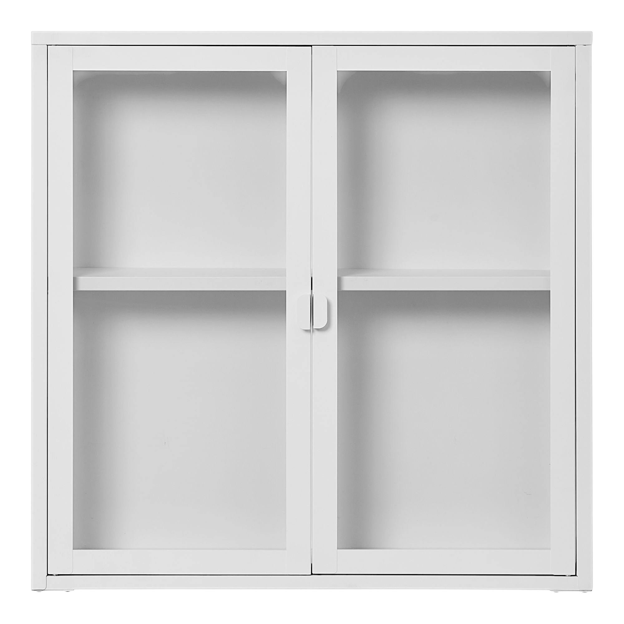 Vitrine murale blanche métal verre 2 portes 80 cm ODENSE