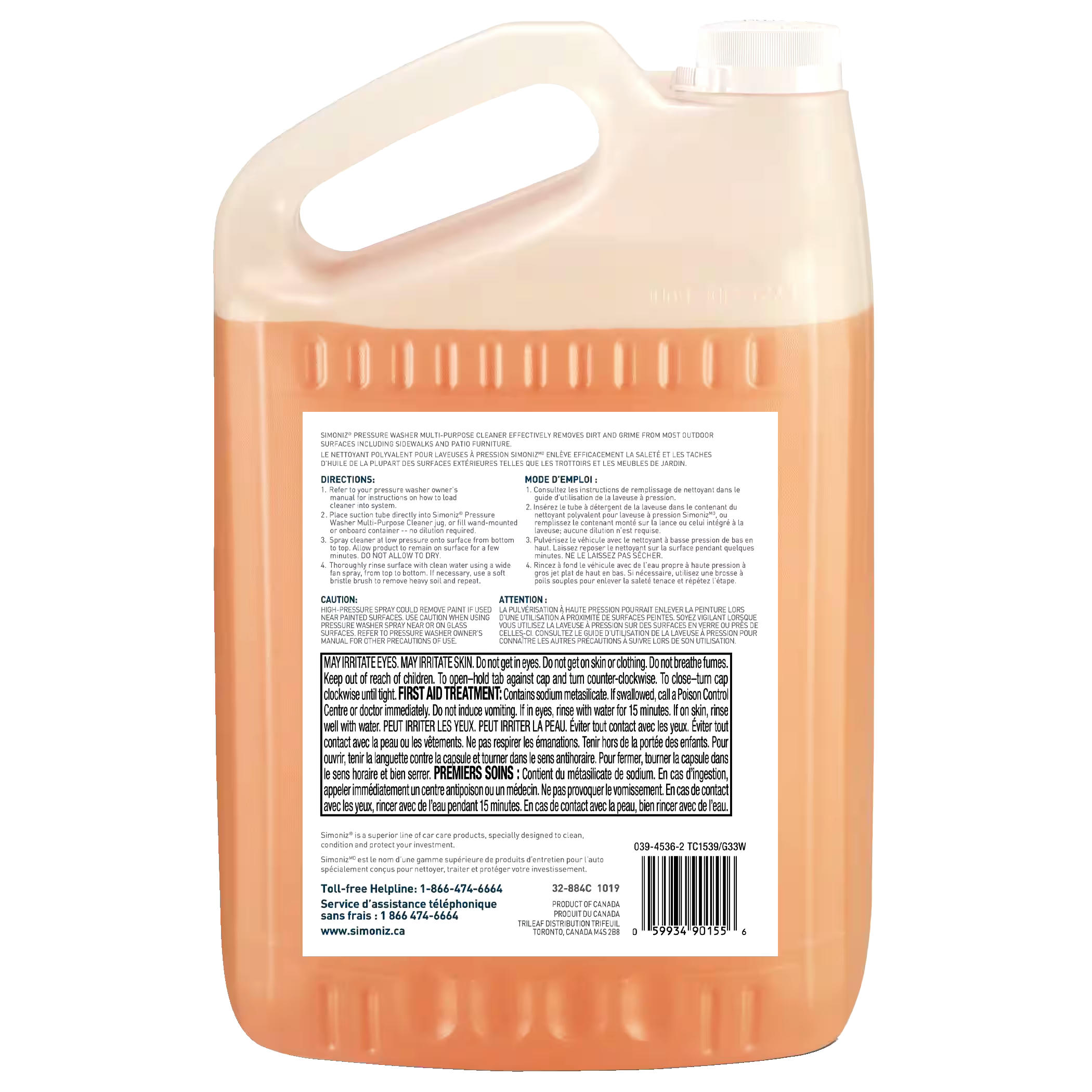 Simoniz Non-Toxic All-Purpose Ready-to-Use Pressure Washer Detergent, 3.78L