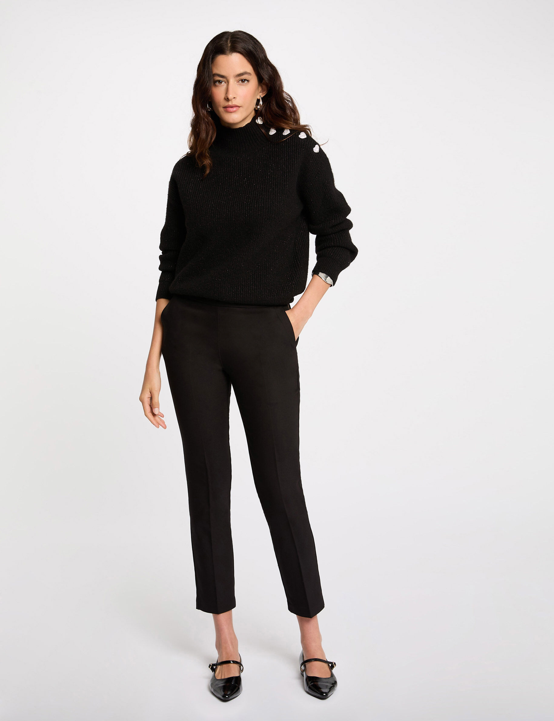 Cropped Cigarette Trousers Black Women