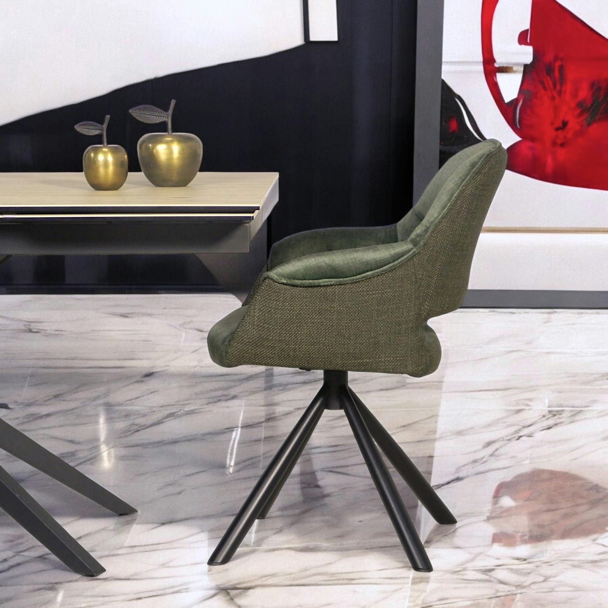 Fauteuil pivotant bi-matière, couleur verte (lot de 2) IENA