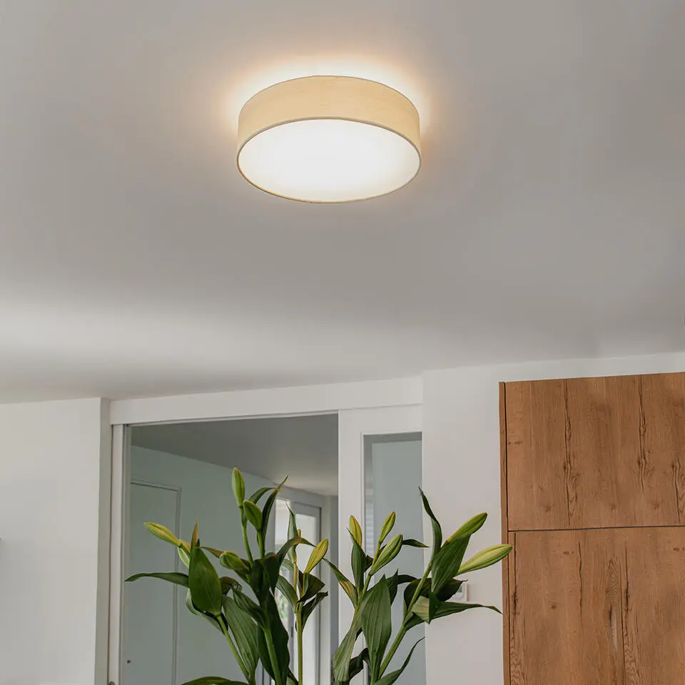 Qazqa plafondlamp van stof drum led groen