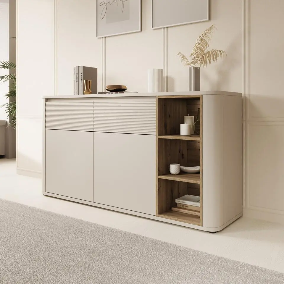 Meubella - Bijou - Dressoir - Beige - 160x41x83 cm