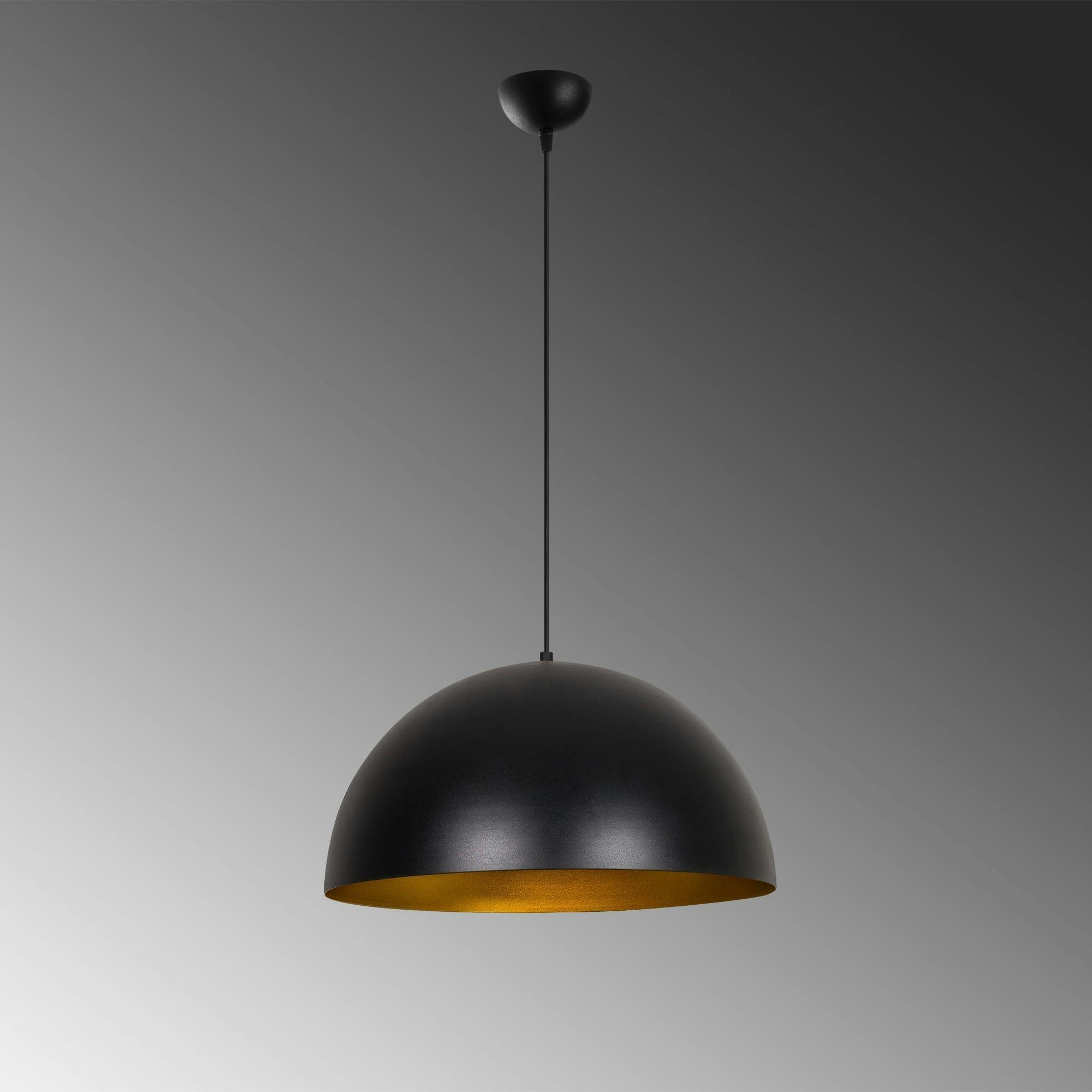 Suspension de table noire dôme intérieur doré Ø50 cm SILE