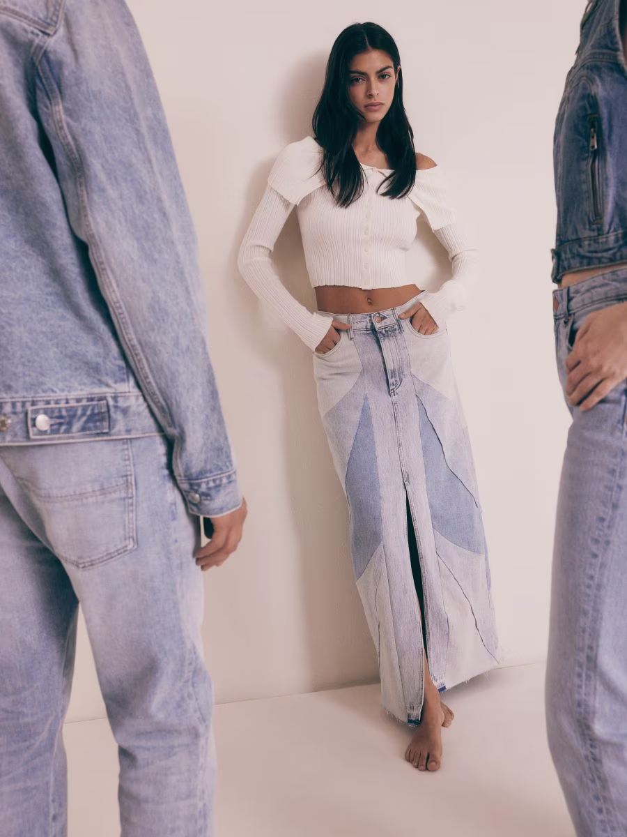 Patchwork Denim Skirt
