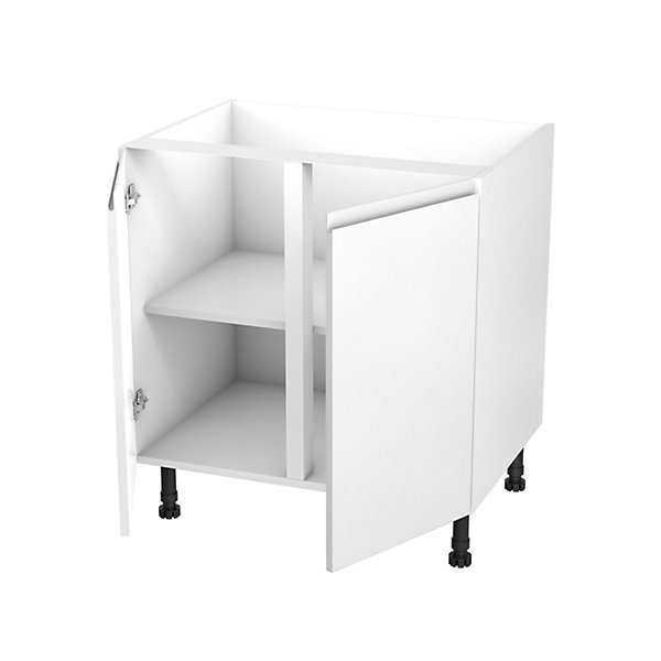 Meuble bas de cuisine avec 2 portes GoodHome Garcinia blanc brillant L. 80 x H. 72 cm