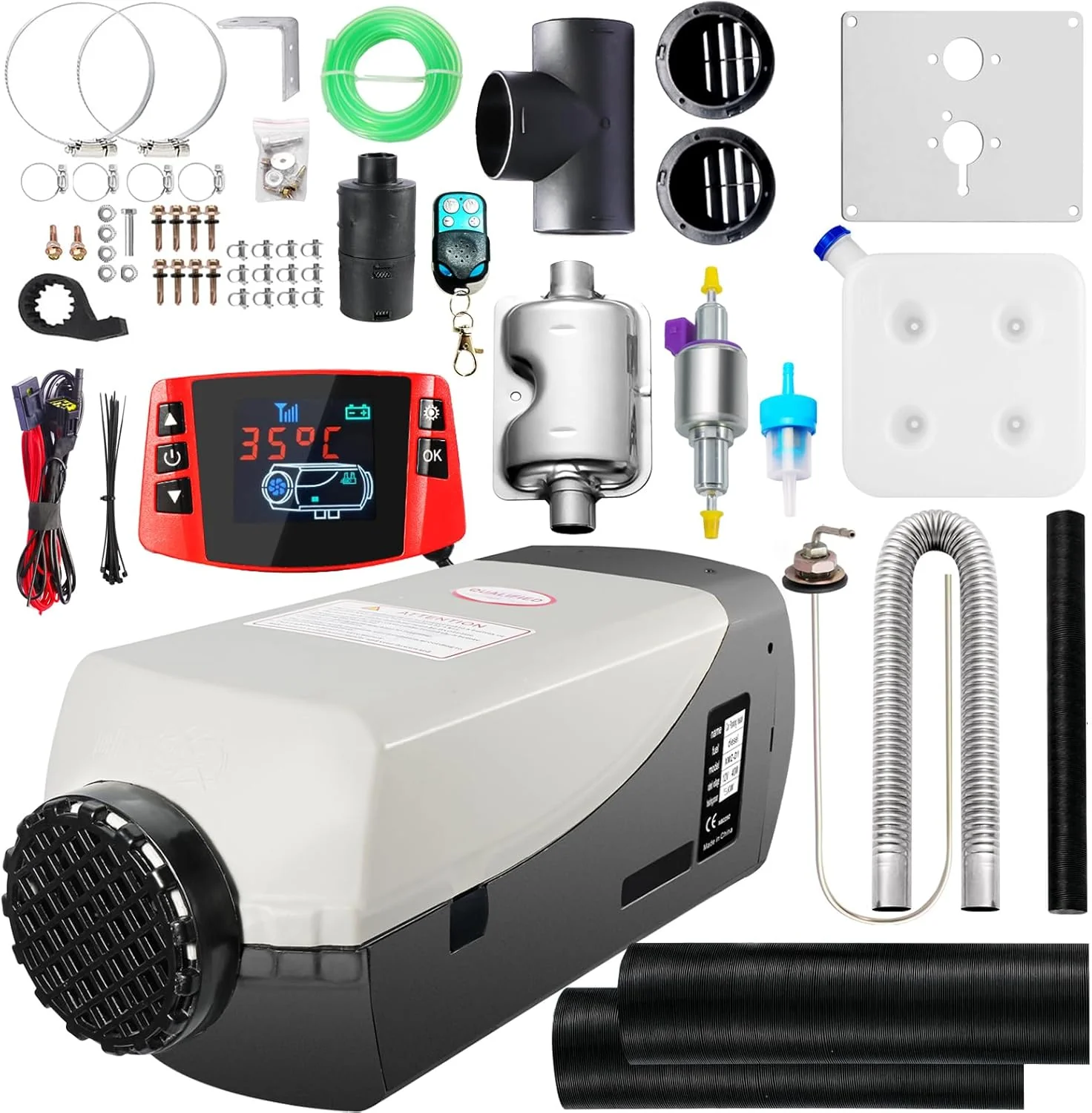 12V 2kW Diesel Air Heater 5L Tank Muffler LCD Remote for RV Truck Boat(5KW)