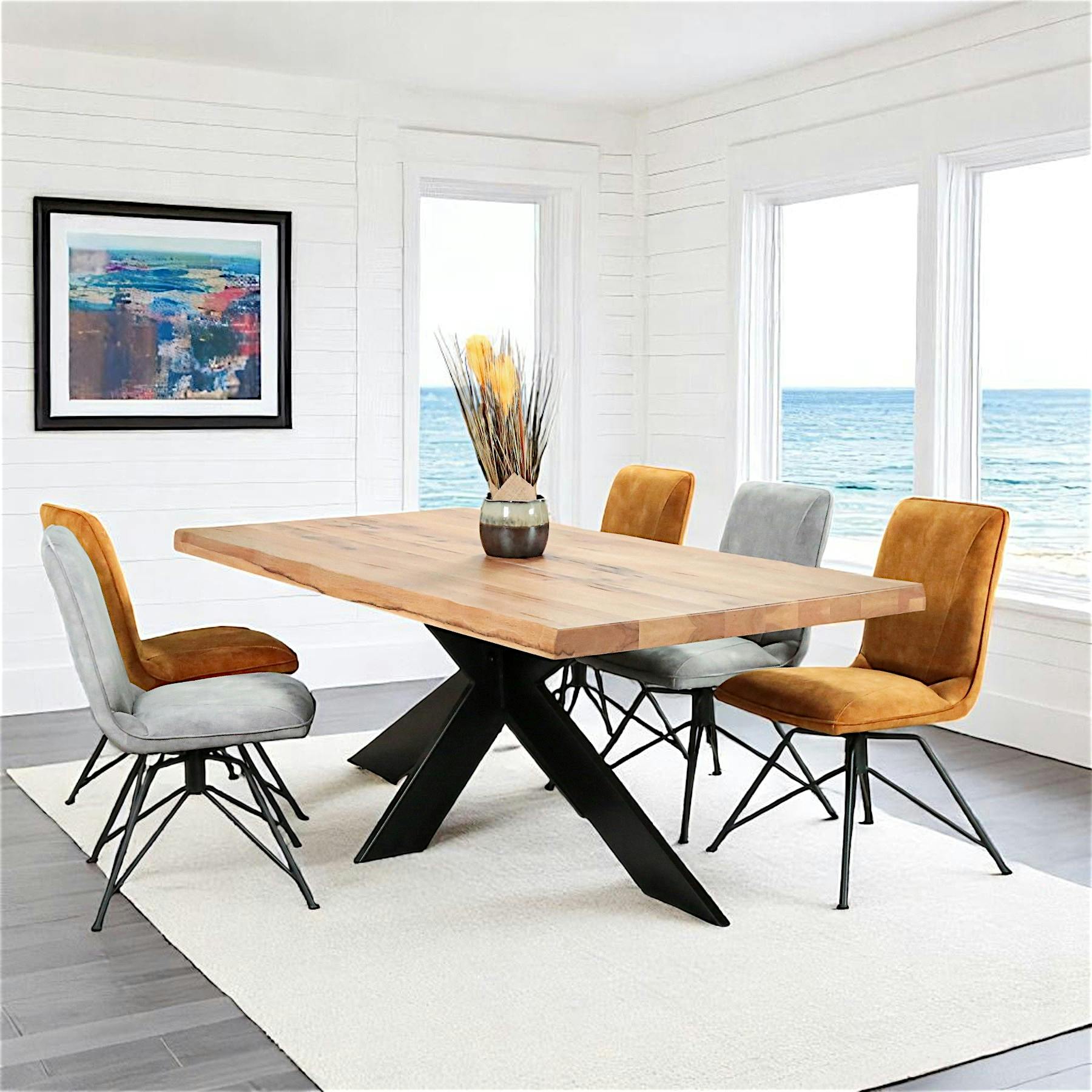 Table extensible en chêne huilé avec bords naturels 200 cm PALERME