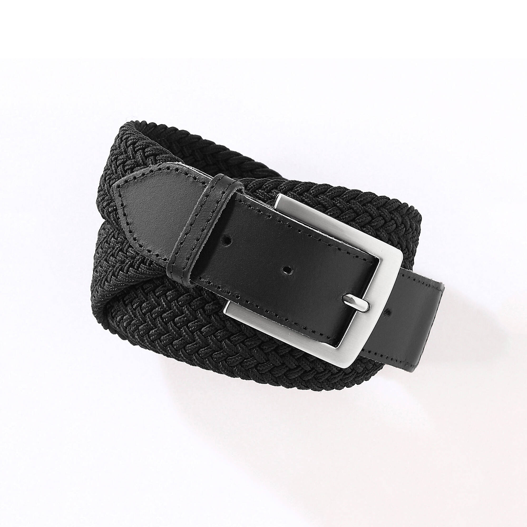 Ceinture tressée extensible finitions cuir