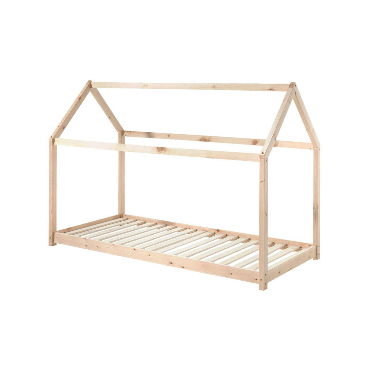 - - Lit cabane 90x200 sommier inclus naturel