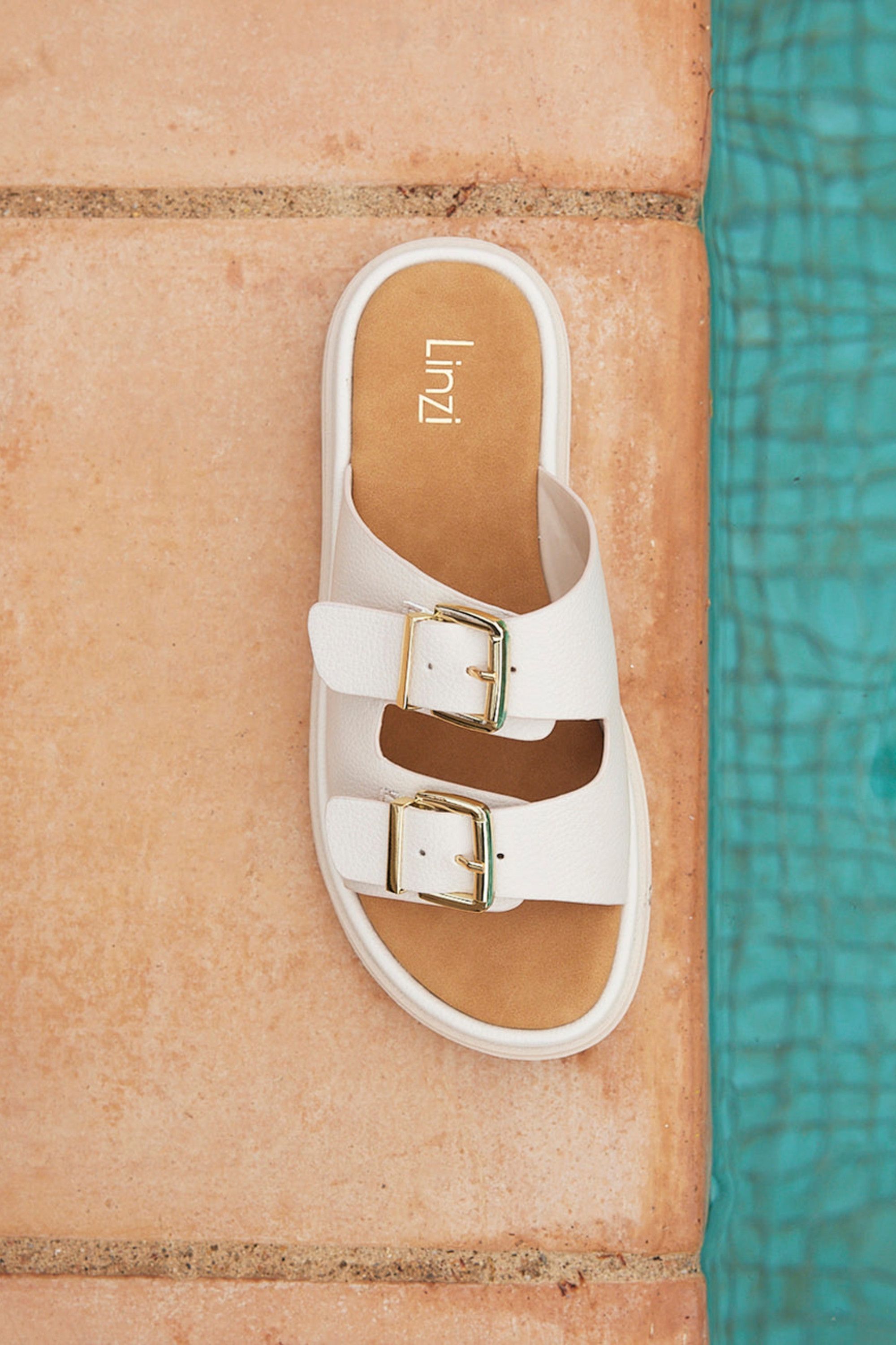 Linzi Capture Nude Double Buckle Flat Sandals