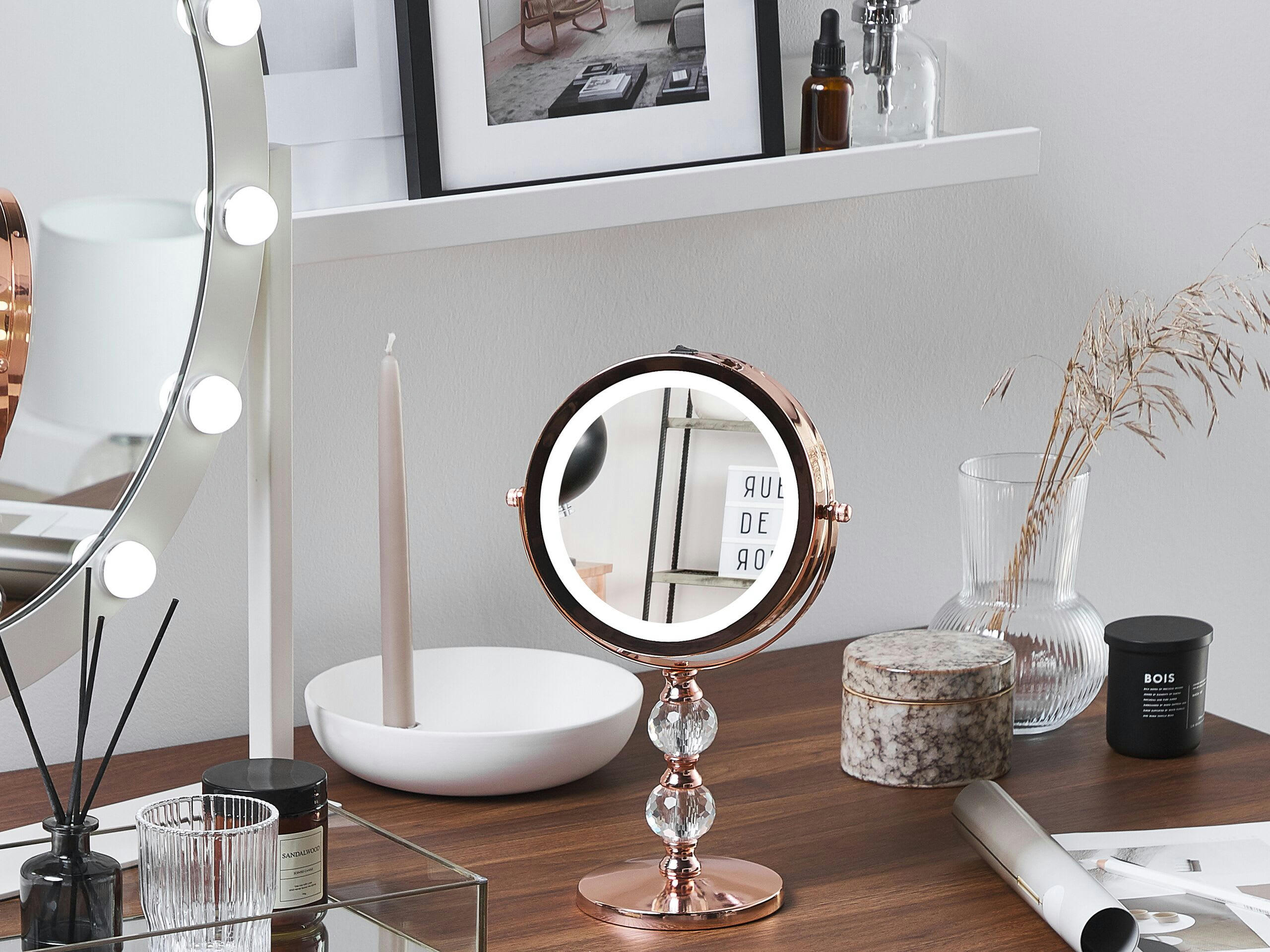 CLAIRA - Miroir de table en métal rose doré 34x18