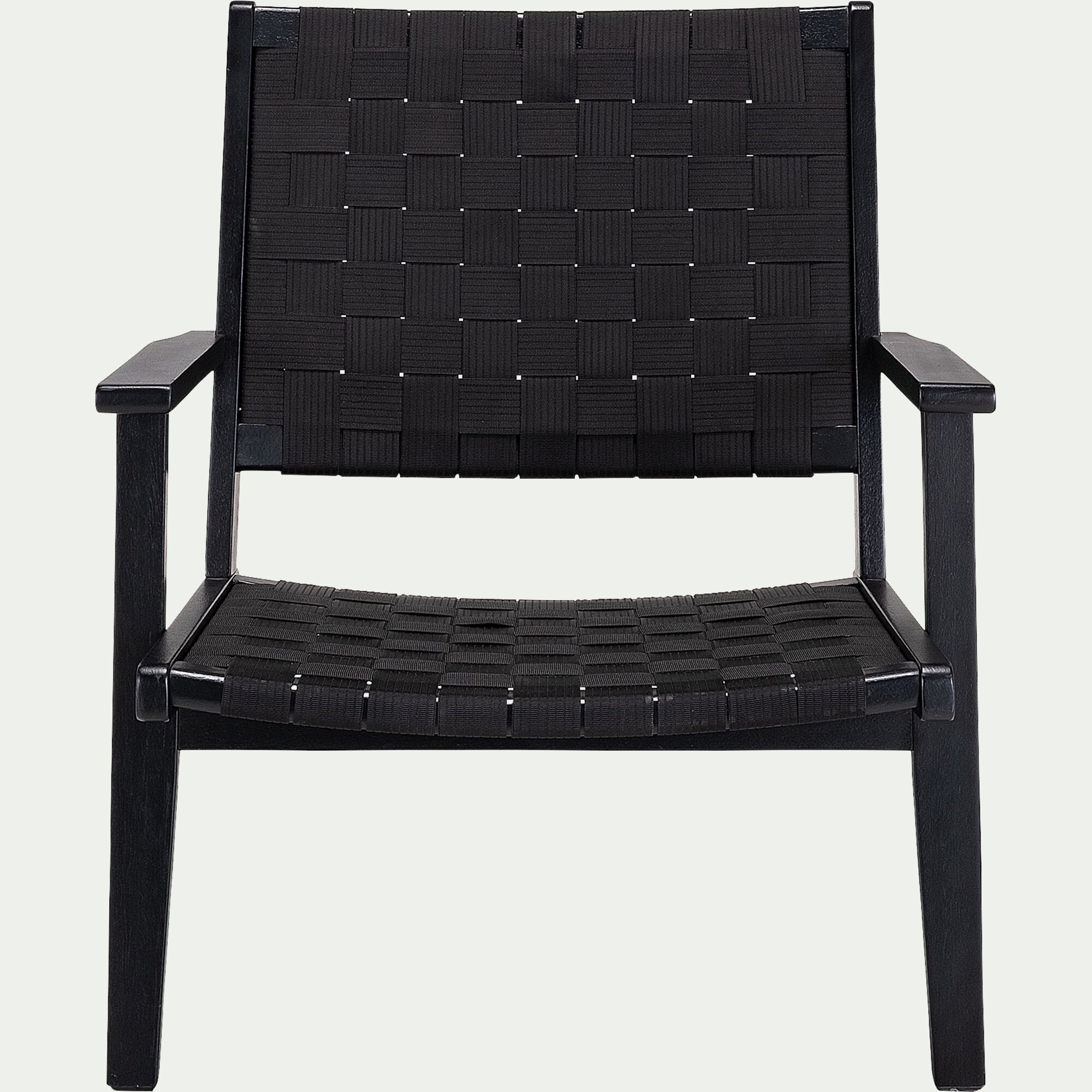 ZEPHYR - Fauteuil de jardin en bois d'eucalyptus et polyester - noir
