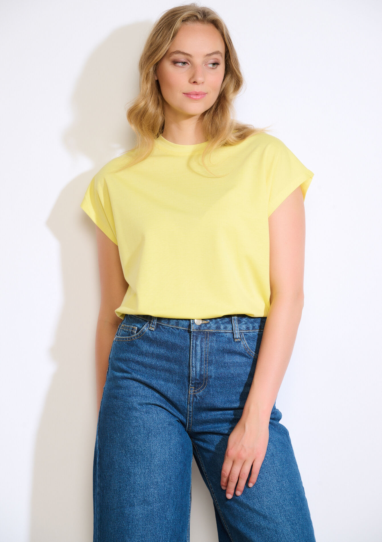 T-shirt met kapmouwen