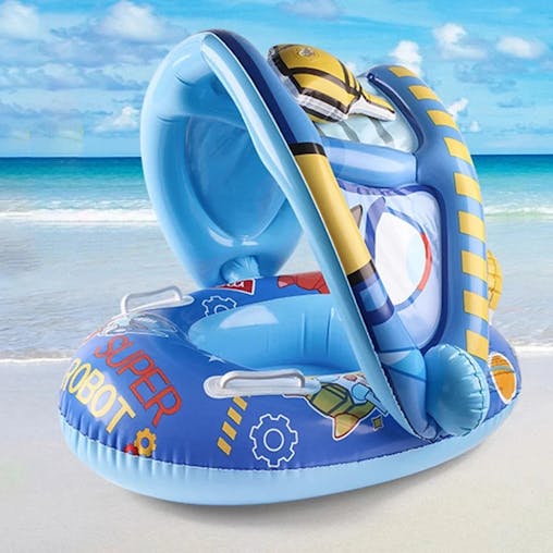 NNEOBA Baby Swim Ring Inflatable Seat with Sunshade(Dark Blue)