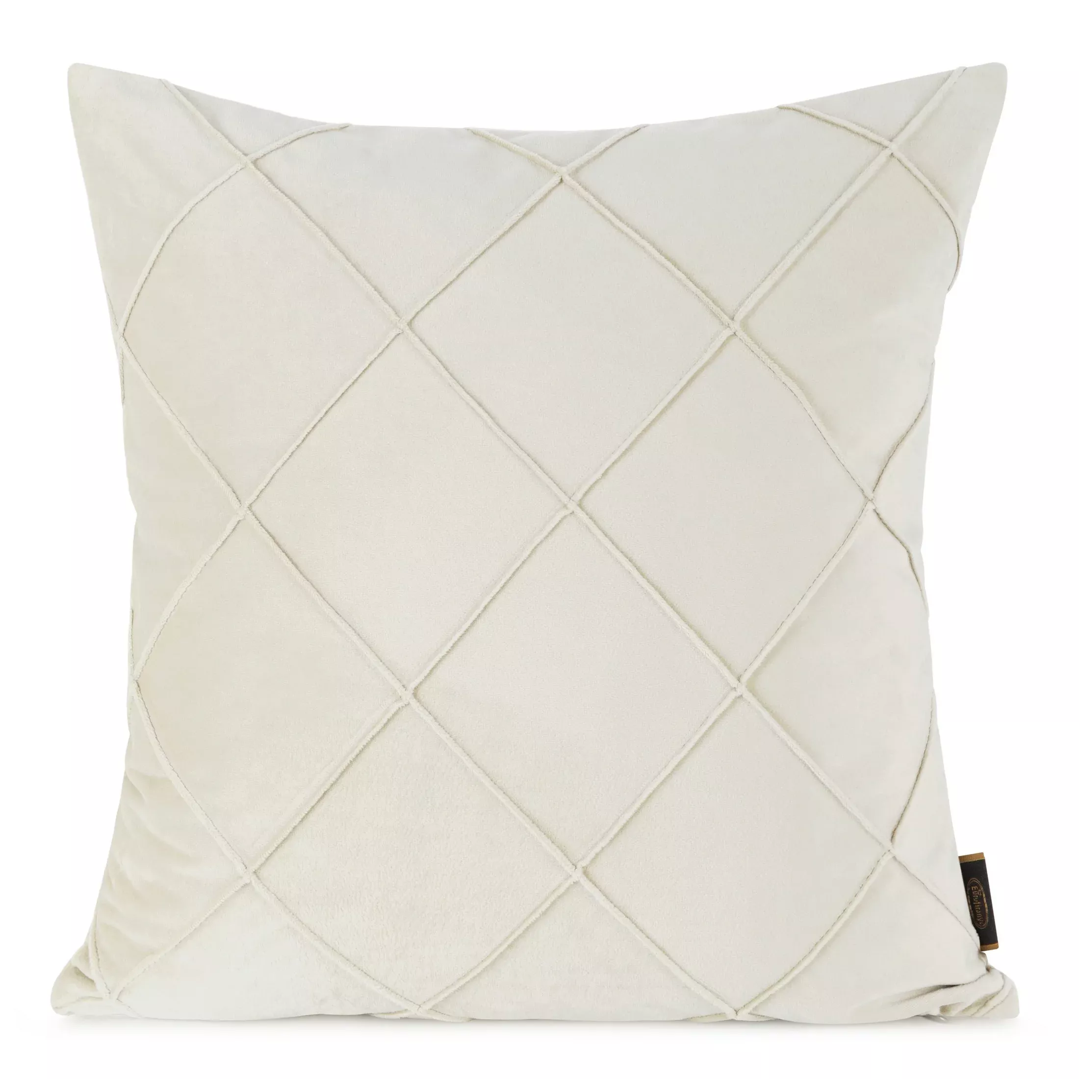 Poszewka na poduszkę 45x45 cm welwetowa kremowa z geometrycznym przeszywanym wzorem NALA Eurofirany Premium