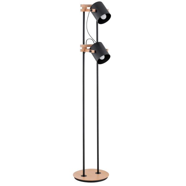 Lampa podłogowa brązowo-czarna FORTIS 2xE27x15W wym:152x32x25cm Alfa