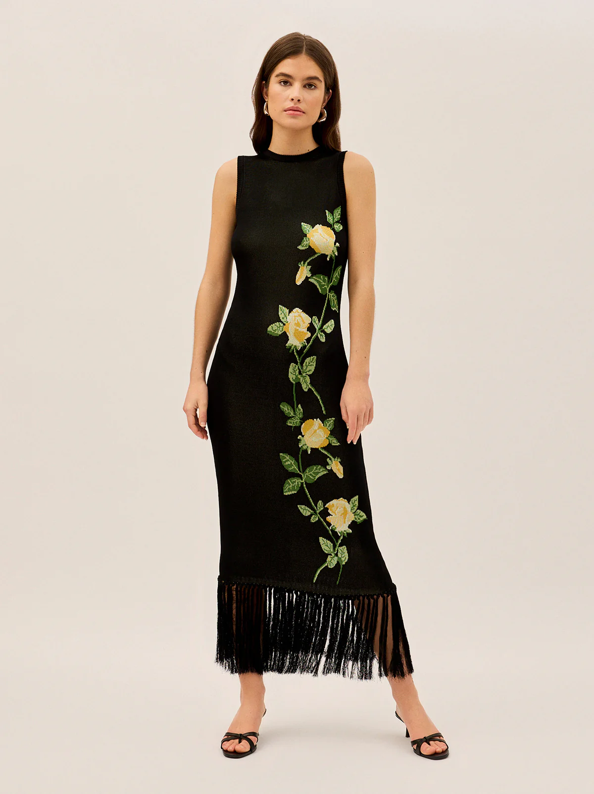 Blanca Black Rose Knit Dress