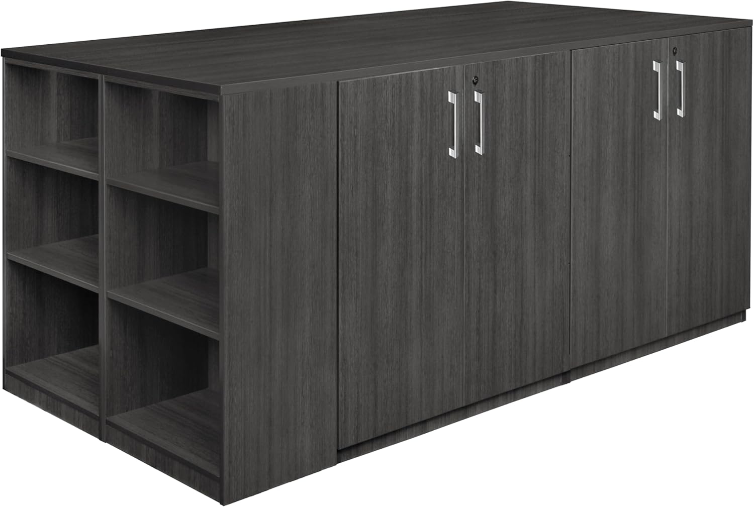 Regency Legacy Stand Up Storage Cabinet Quad with Bookcase End- Ash Grey