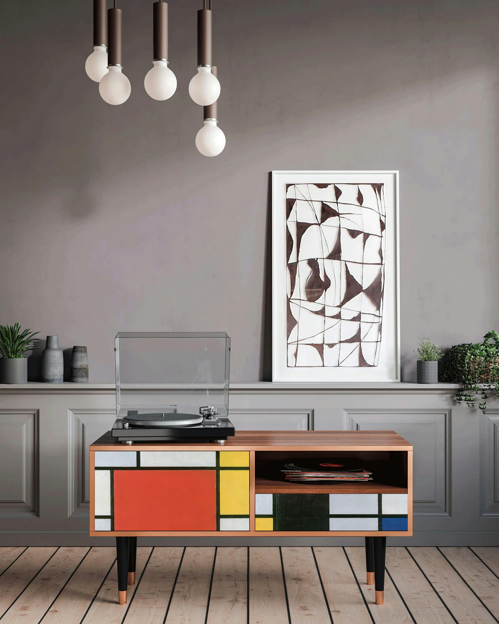 - Meuble TV  multicolore 1 tiroir et 1 porte L 115 cm