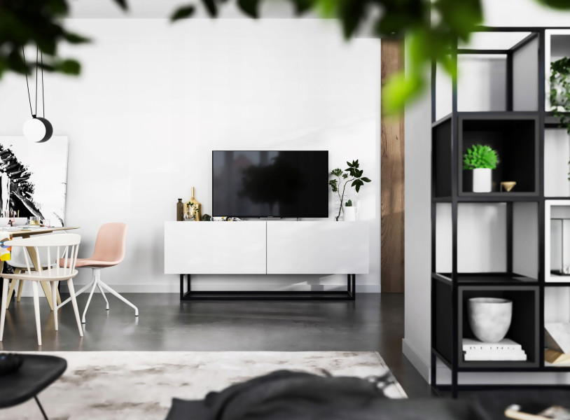 Szafka RTV Loft Industrialna komoda biała 120 cm