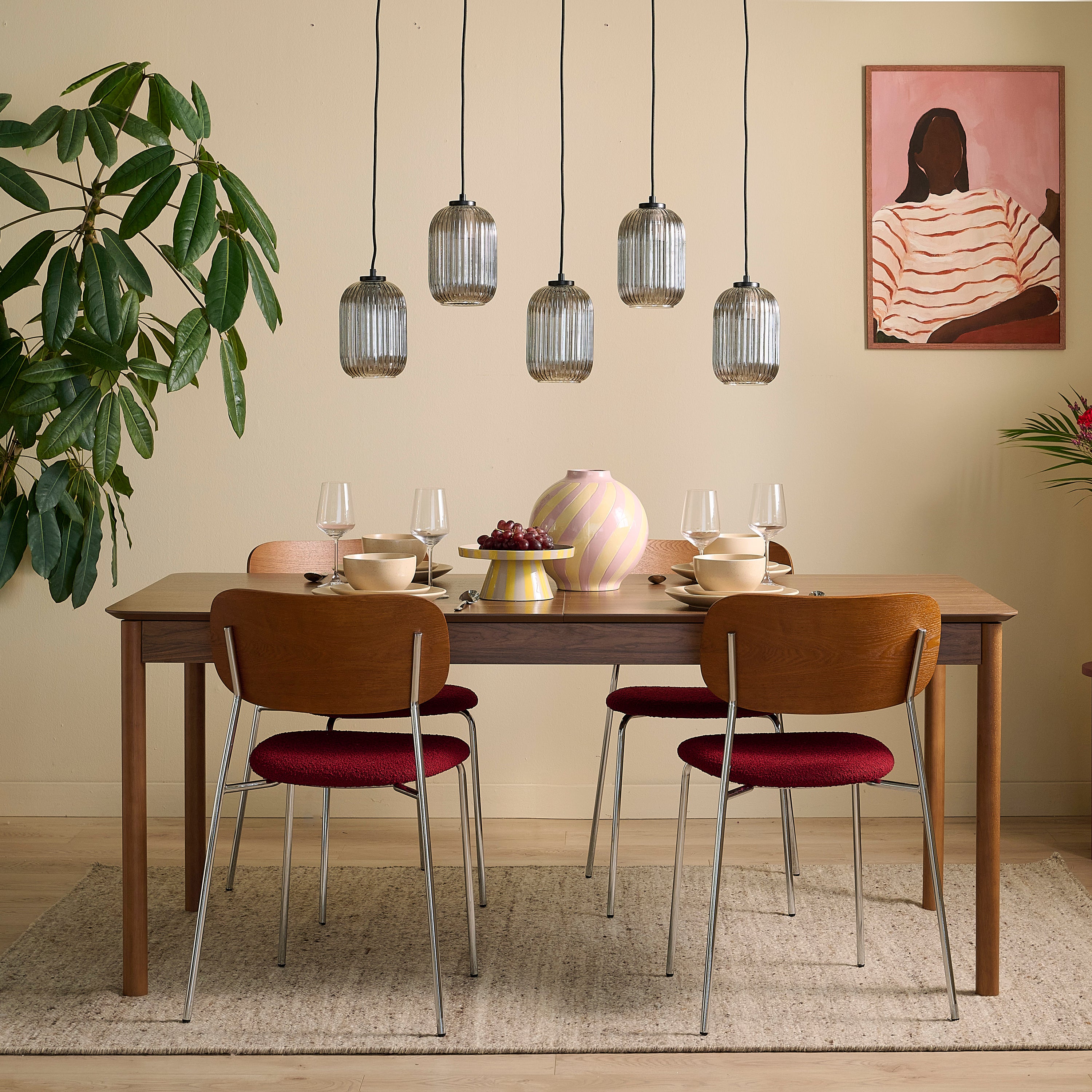 Blokker Ribba Hanglamp - 5 Lichts - Smokey Glas