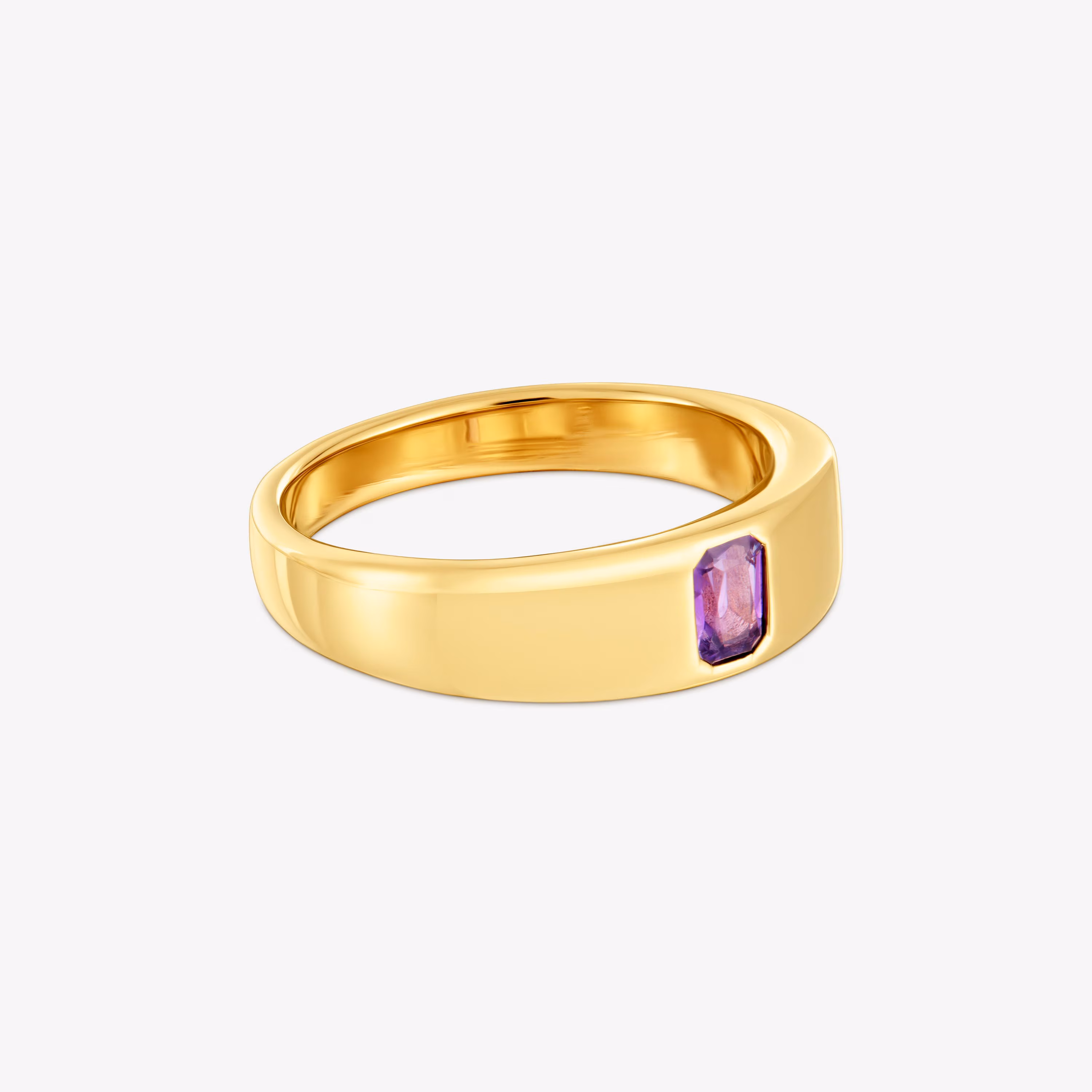 Anillo sello con baño de oro 18 kt sobre plata y amatista Basic Colors