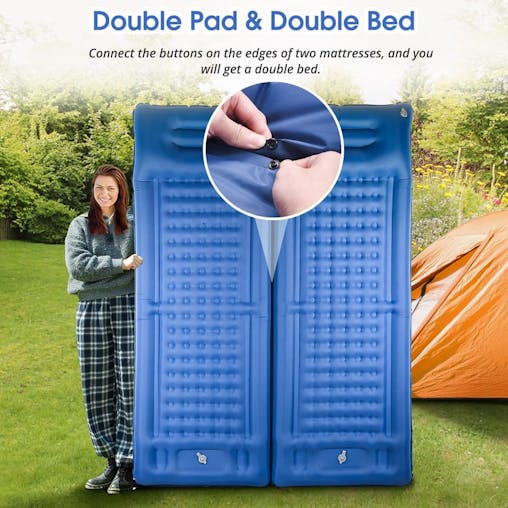 NNETM 5-Inch Inflatable Camping Sleeping Mat with Pillow