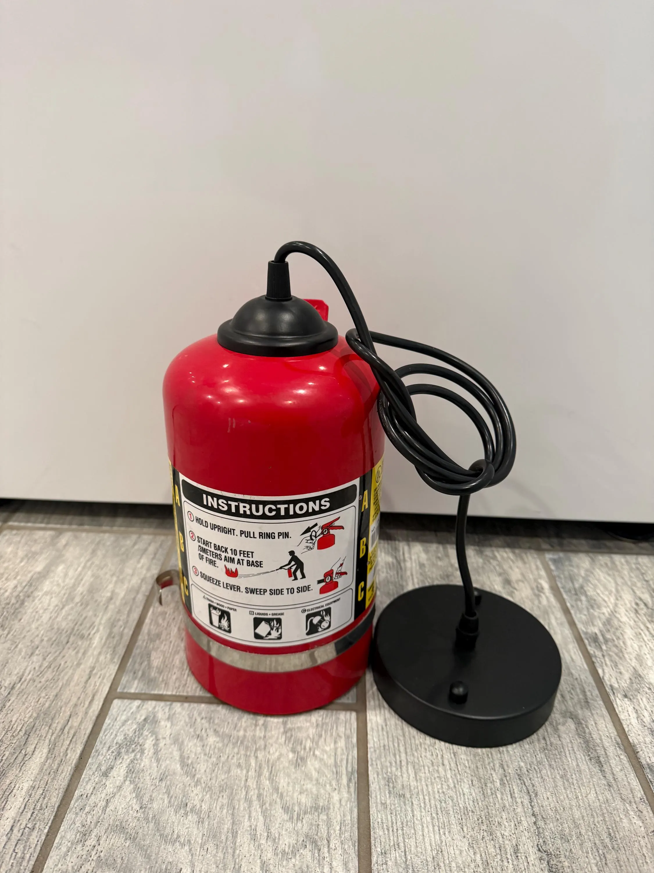 Repurposed Fire Extinguisher Pendant Light