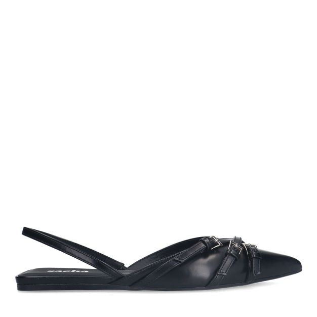 Zwarte slingbacks met gespen
