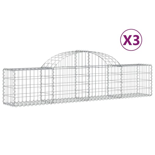 NNEVL Arched Gabion Baskets 3 pcs 200x30x40/60 cm Galvanised Iron