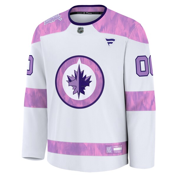 Winnipeg Jets  2024 Hockey Fights Cancer Custom Practice Jersey - White