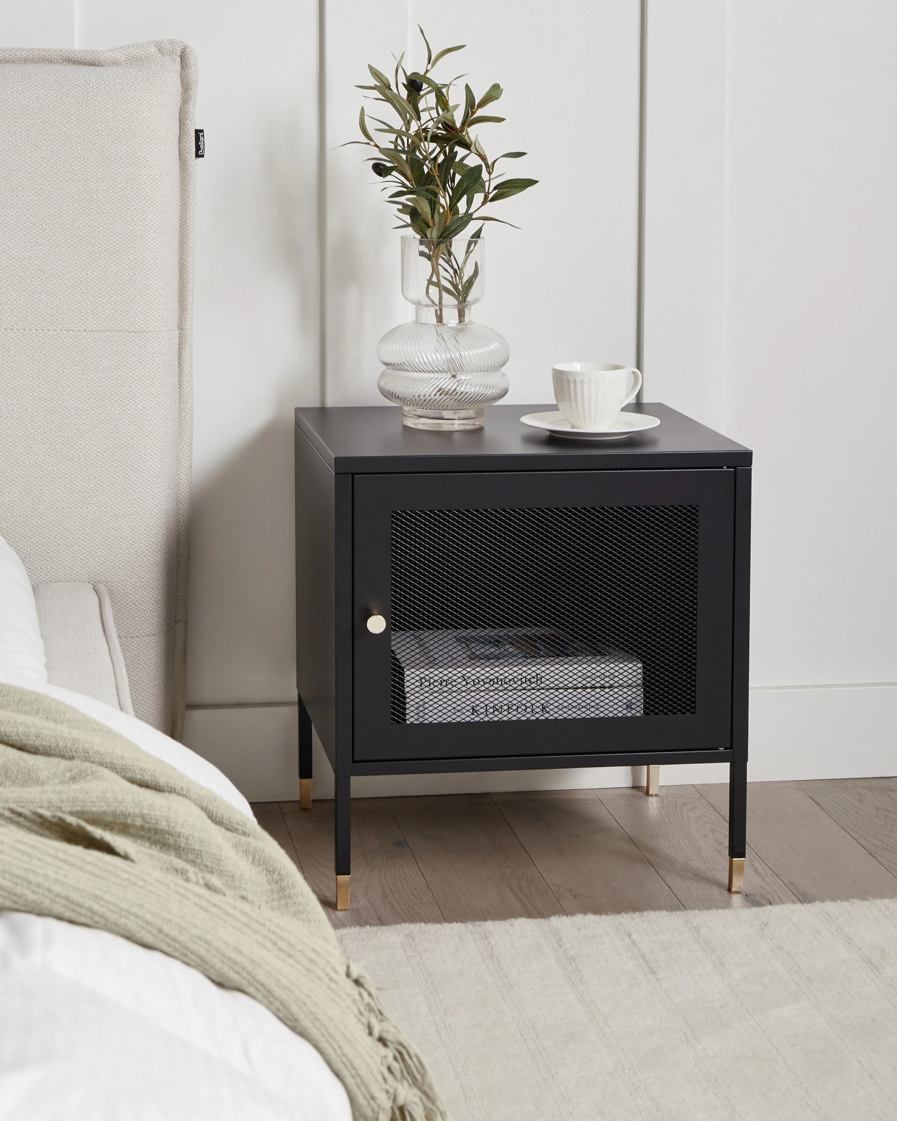 Bedside Table OSSETT Metal Black
