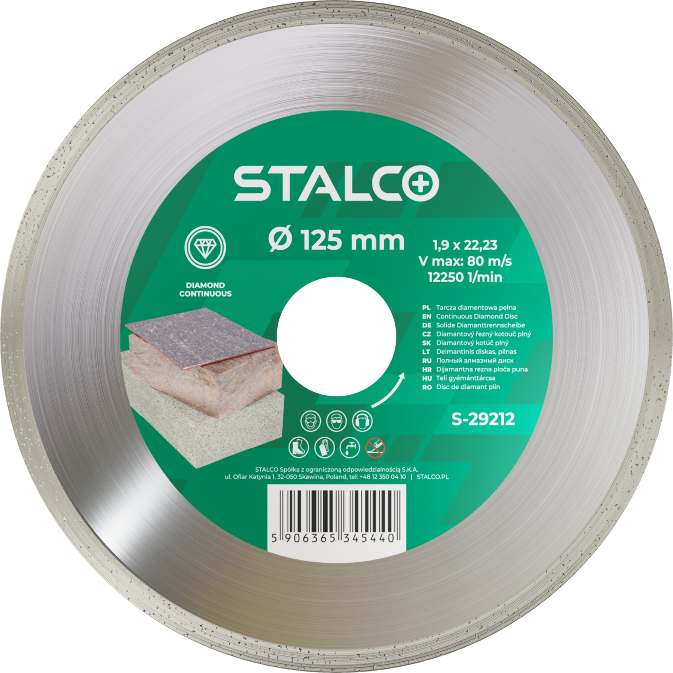 Tarcza diamentowa pełna ø115 x 1,9 x 22,23 mm STALCO S-29211