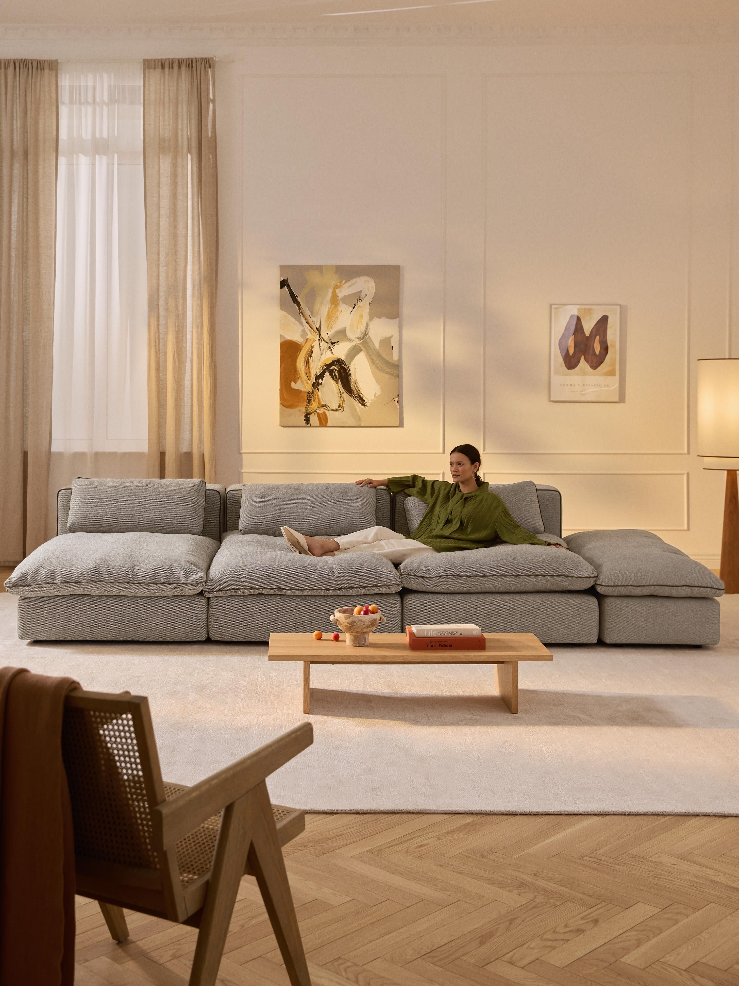Modulares XL-Sofa Felix (3-Sitzer) mit Hocker