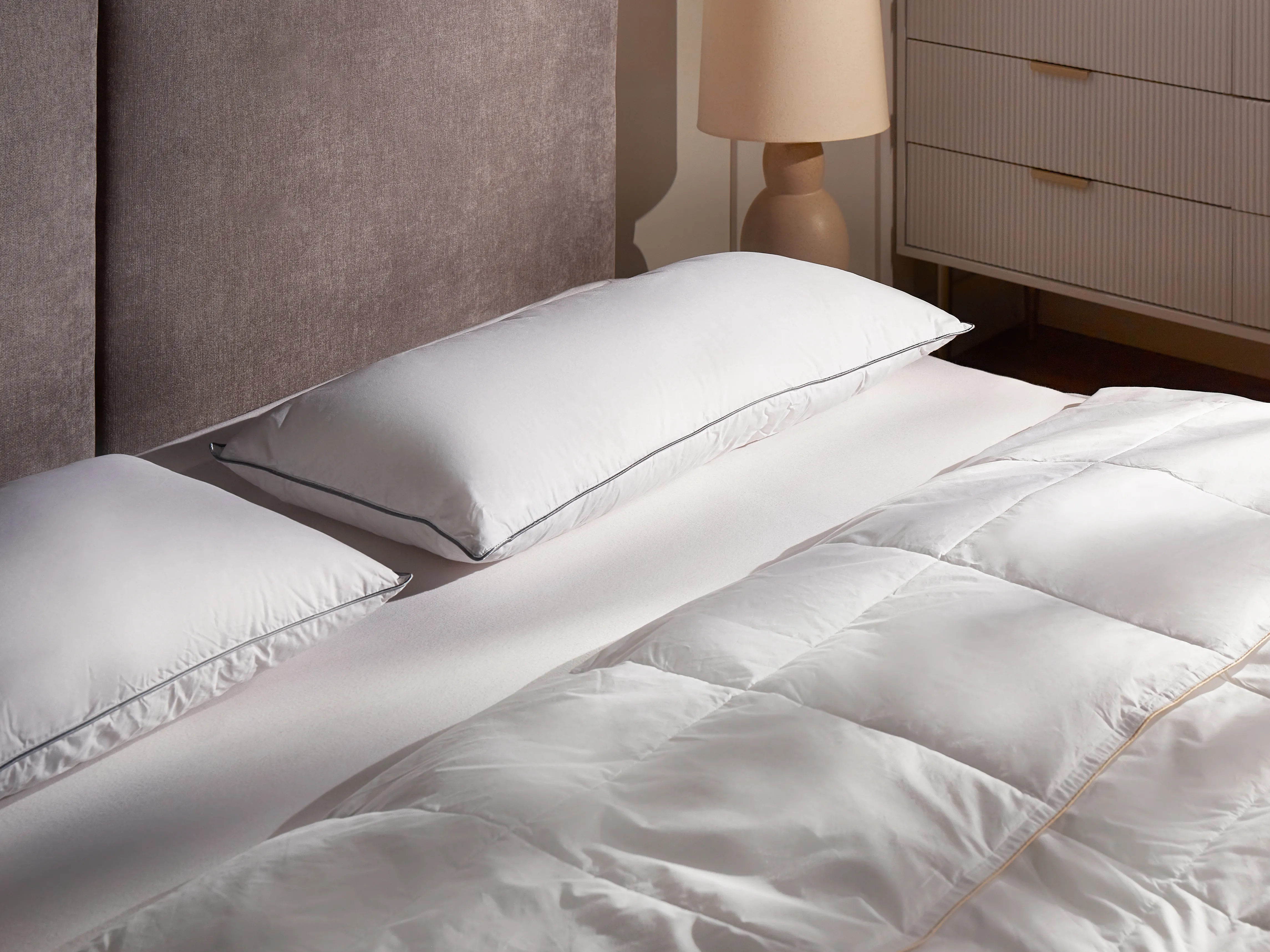 3-Chamber Bed Pillow TEIDE High Duck Feathers and Down 40 x 80 cm White
