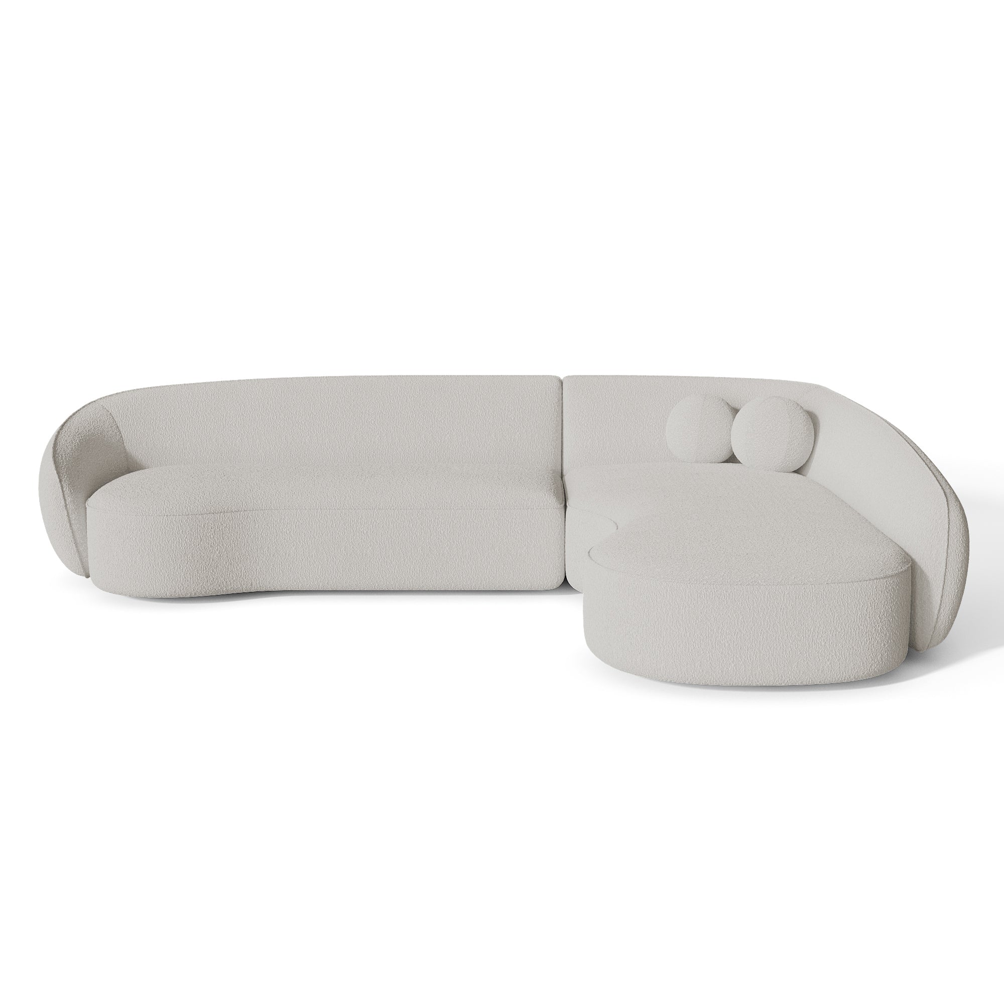 Rechte hoekbanken COOPER 4 personen Bouclette stof Gebroken wit