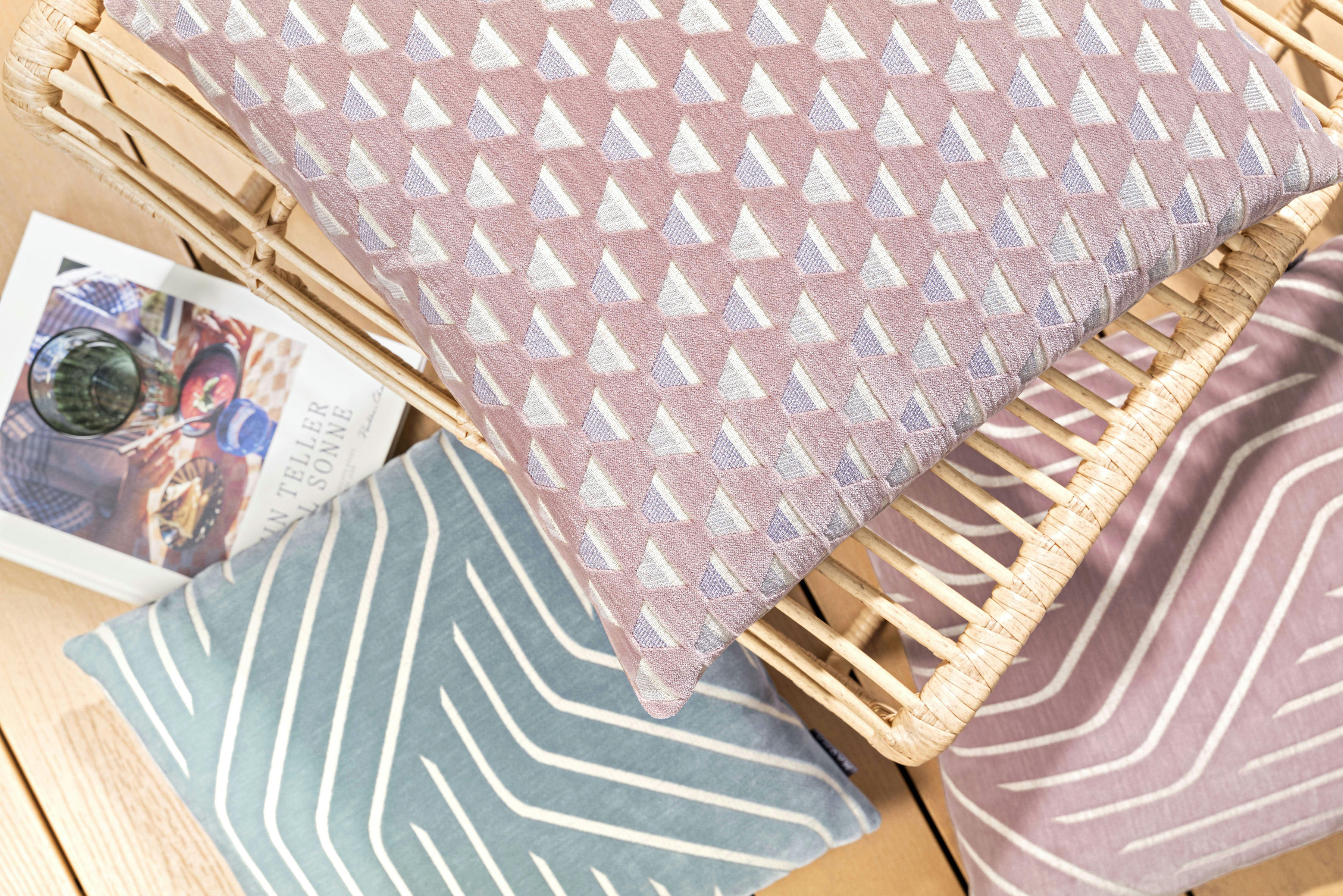 CAYA - Housses de coussin jacquard velours mauve - Lot de 2 - 45x45cm