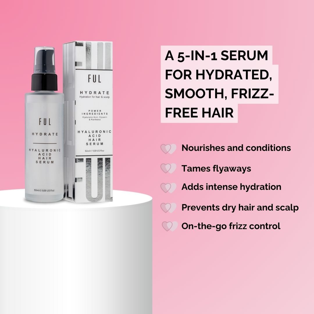 FUL Hyaluronic Acid Hair Serum 50ml – Anti-Frizz Spray for Dry, Curly & Damaged Hair