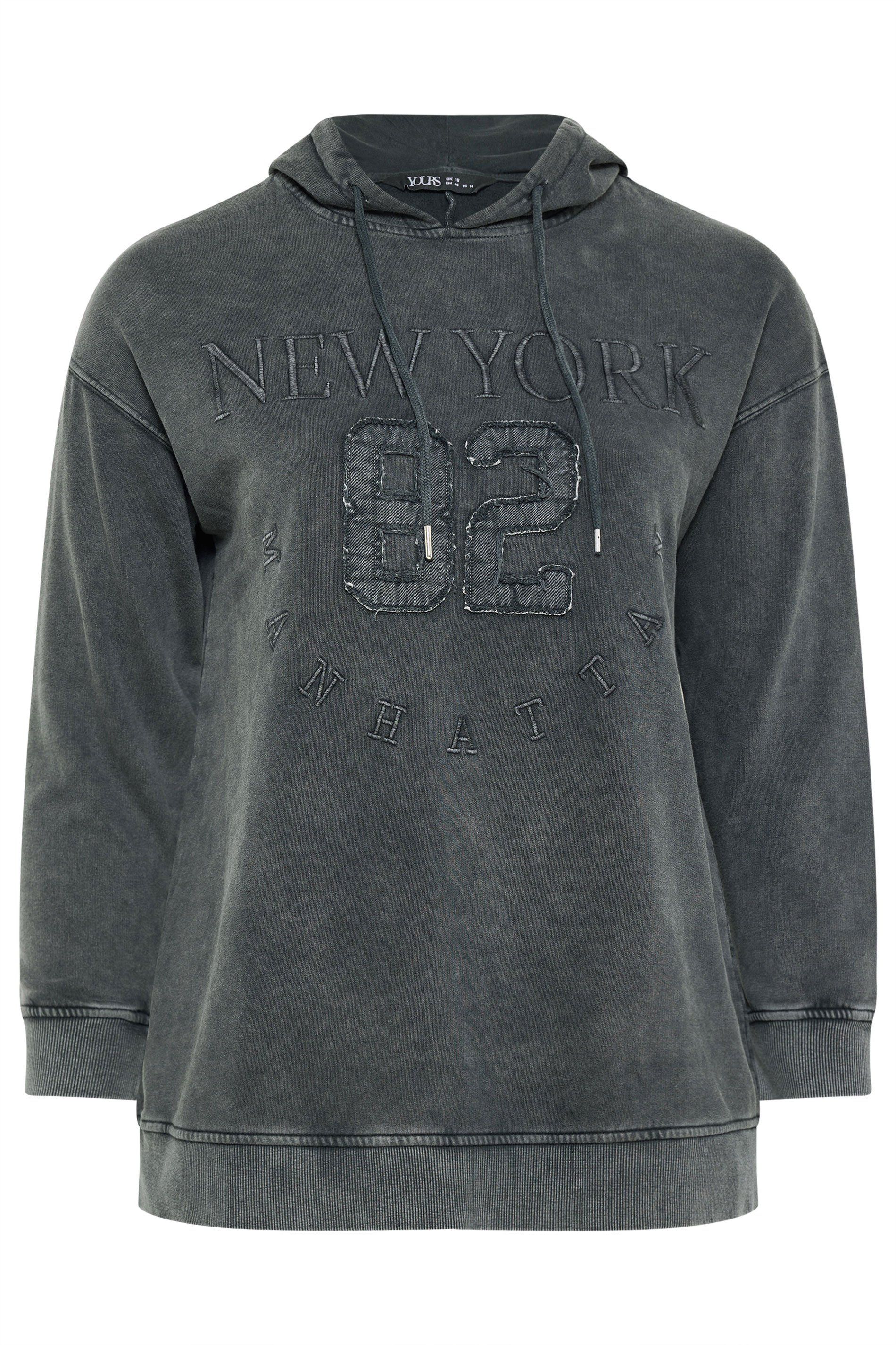 Yours New York' Embroidered Slogan Hoodie