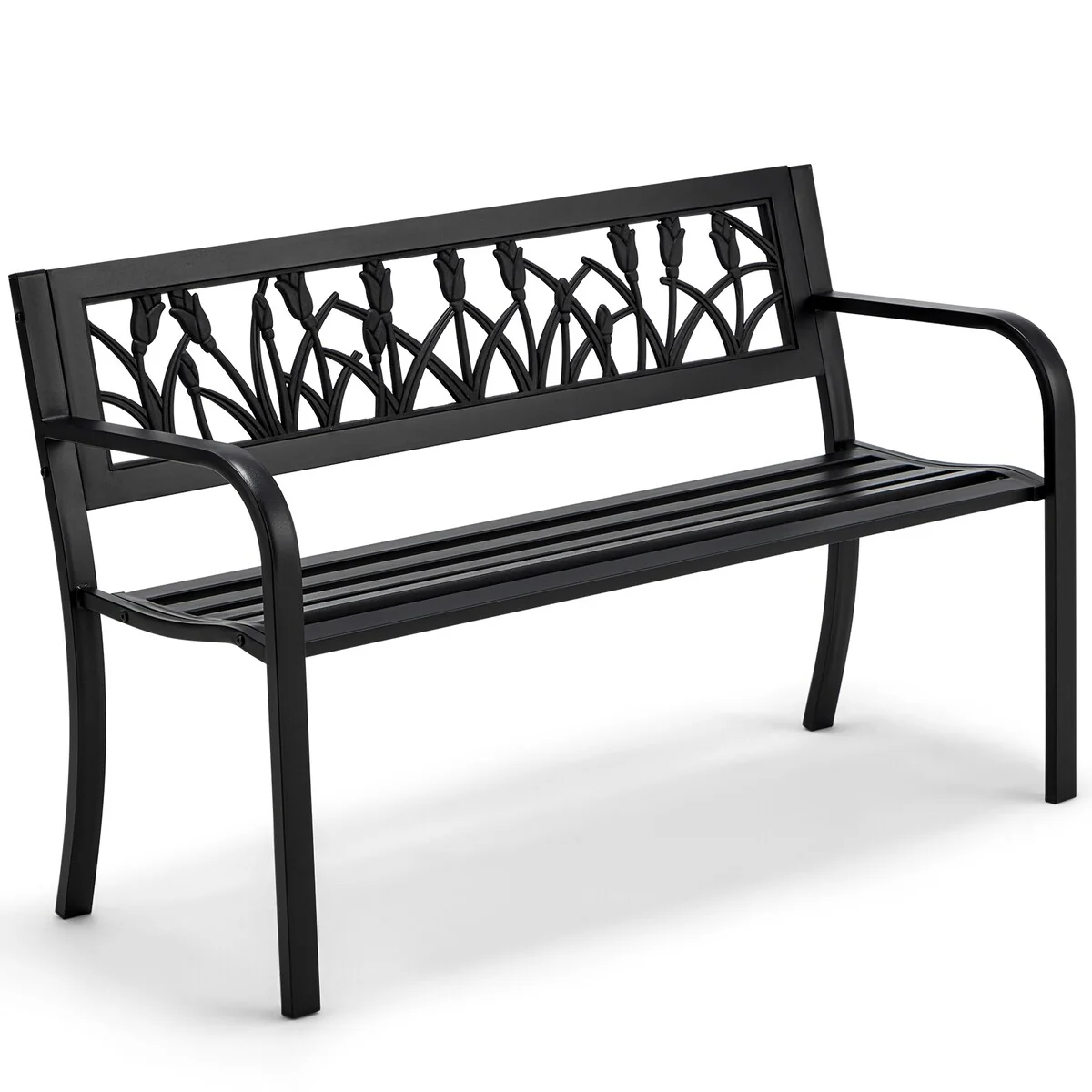 AVAWING 2-Person Outdoor Garden Bench Tulip Floral Design