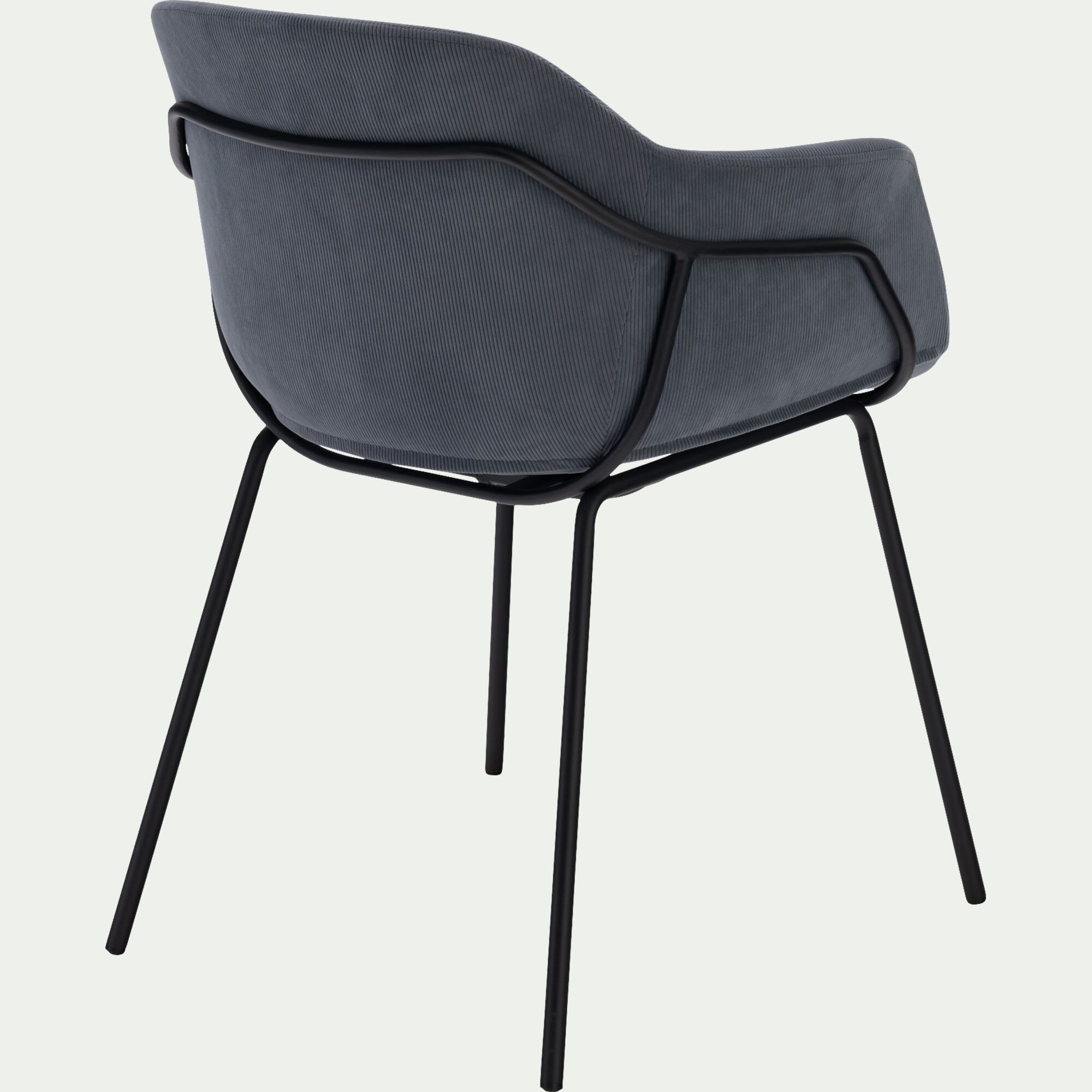 CHLOE - Chaise en velours côtelé avec accoudoirs - bleu autan