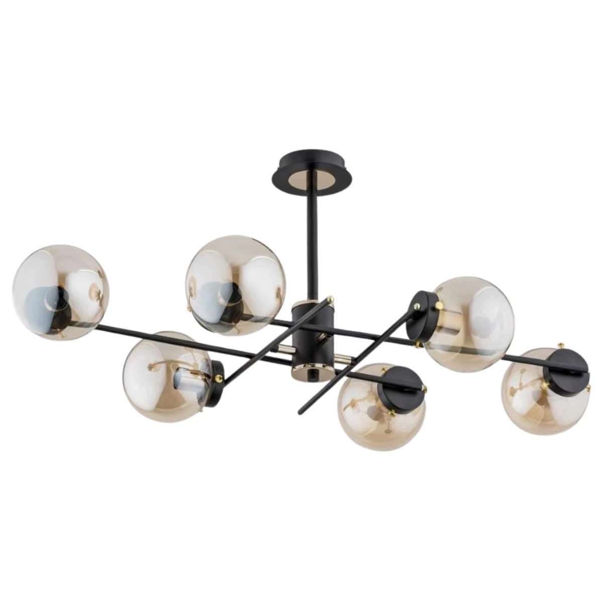 Lampa sufitowa czarno-złota DERYL 6xE14x40W wym: 34x57x96 cm Alfa