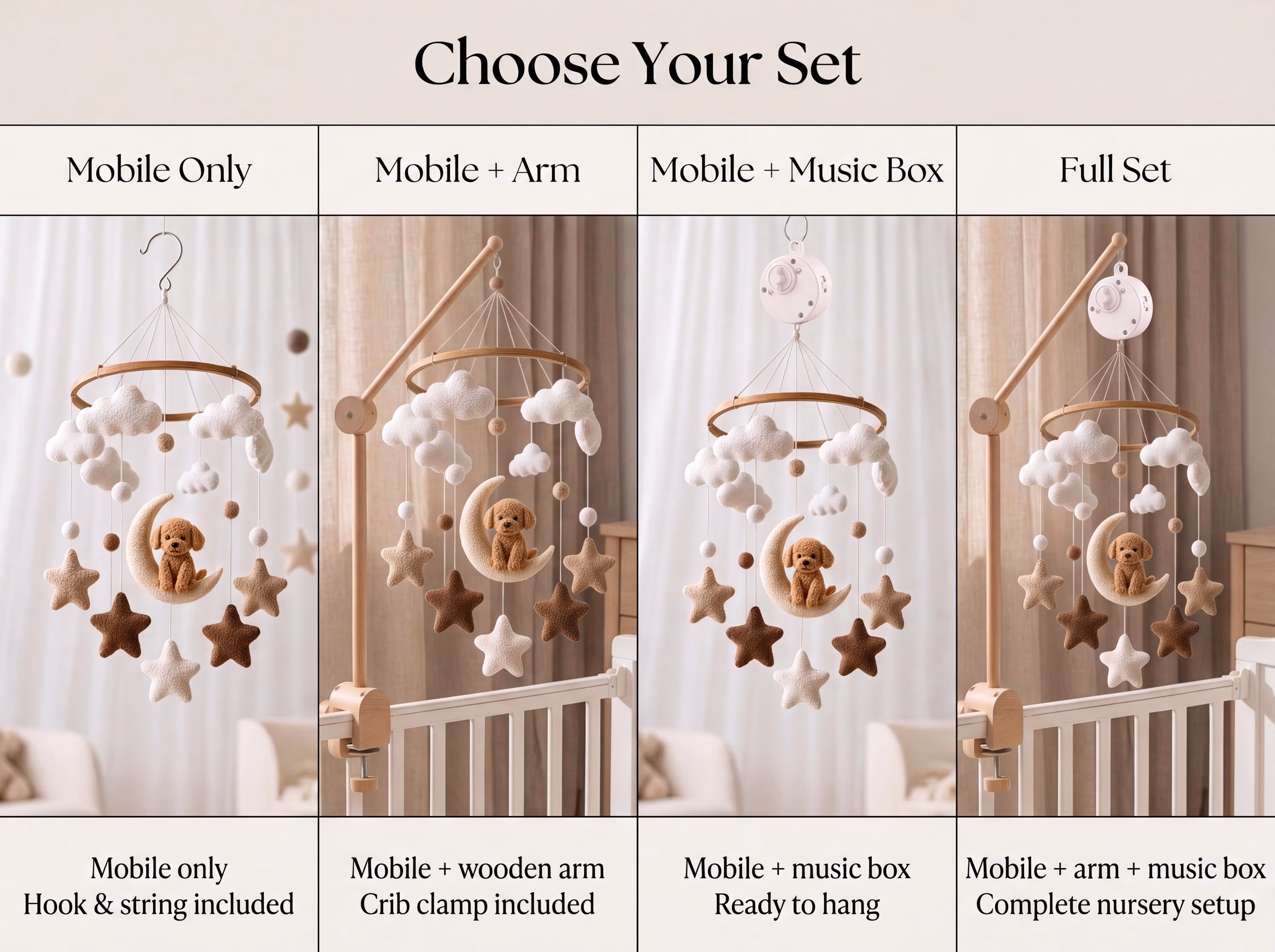 Custom Dog Baby Mobile, Crochet Baby Mobile, Custom Puppy Nursery Decor, Crib Mobile, Nursery Mobile, Baby Shower Gift, Newborn Gift