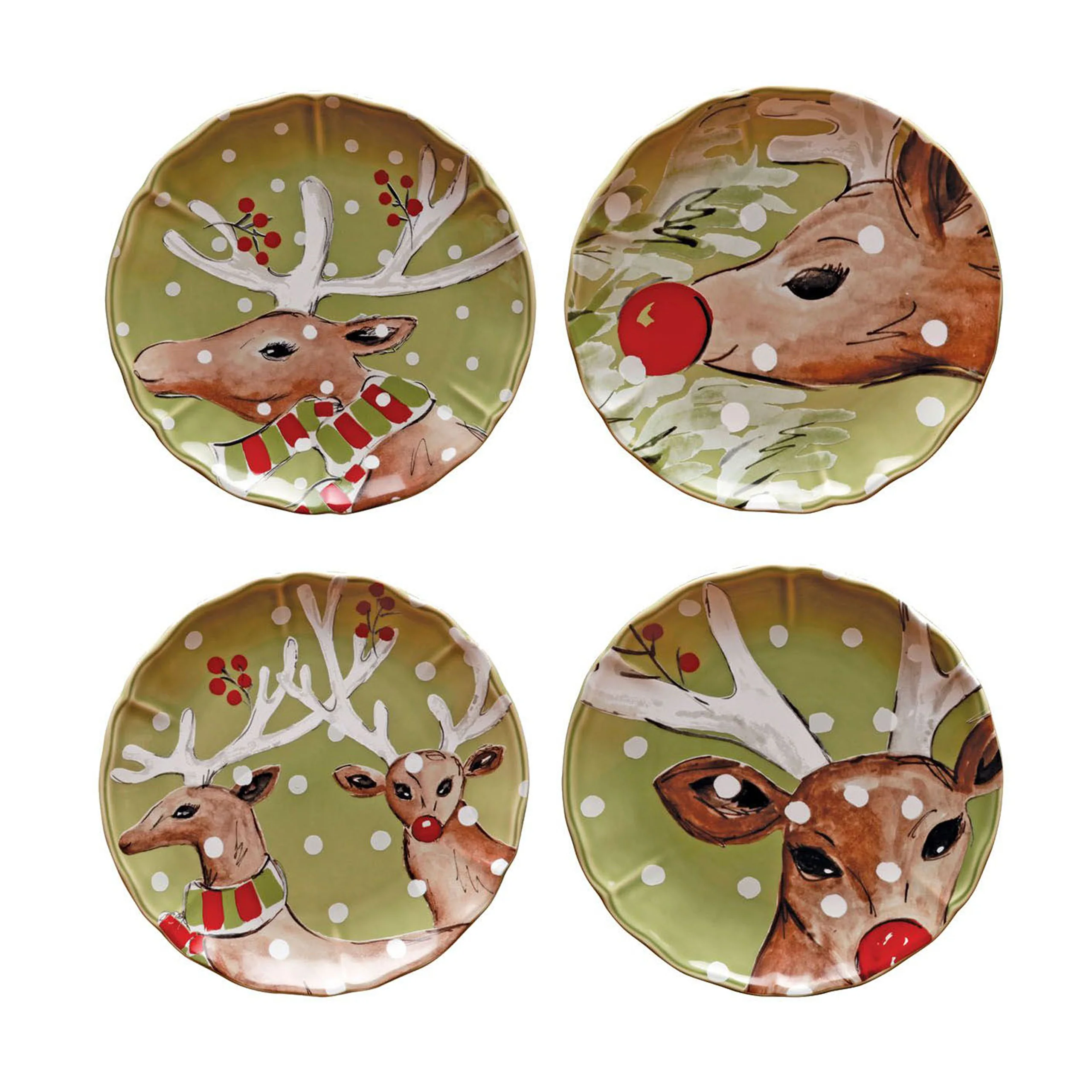 Set 4 Salad/Dessert Plates Deer Friends, Casafina by COSTA NOVA