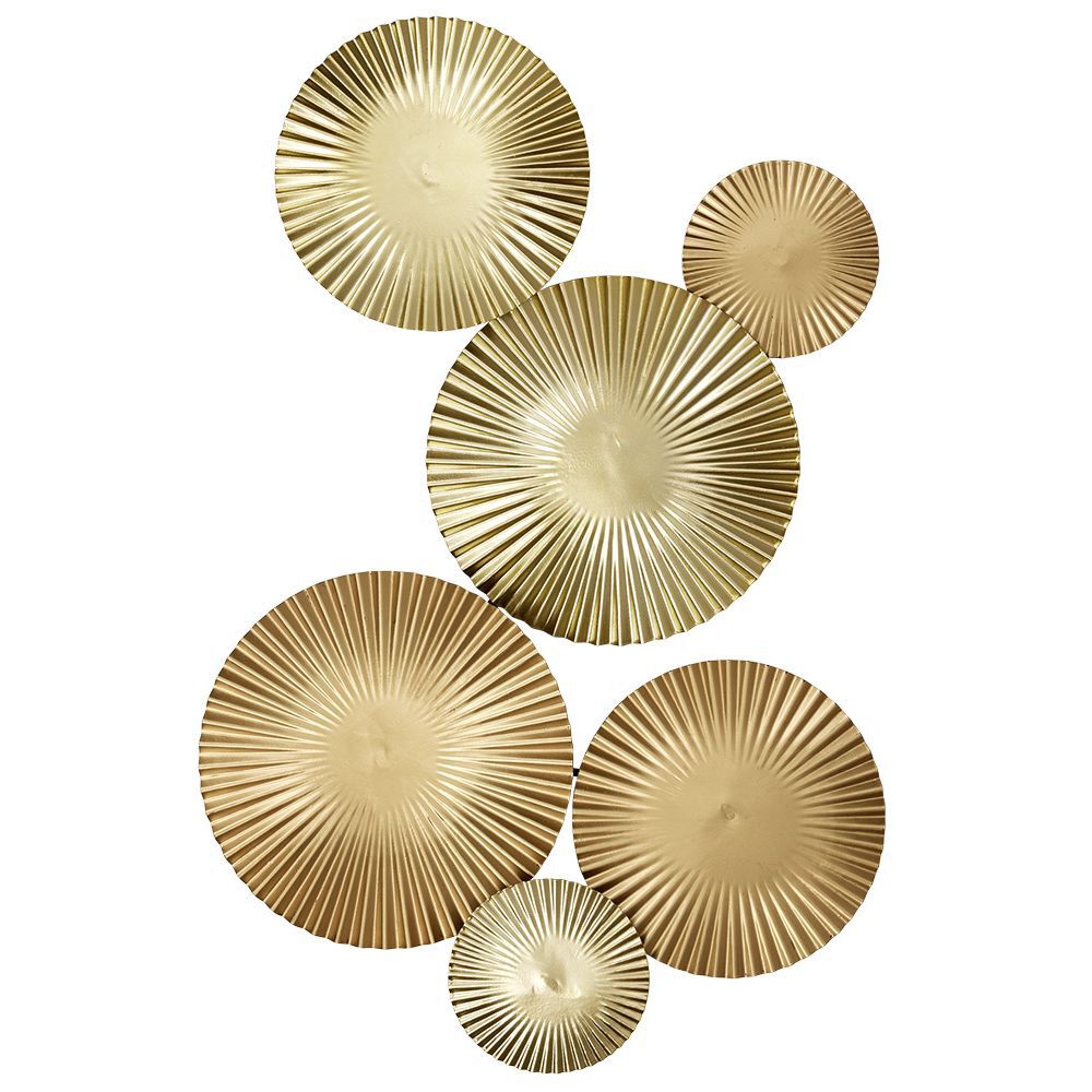 Décoration murale Cercles en métal strié doré L81,5 cm
