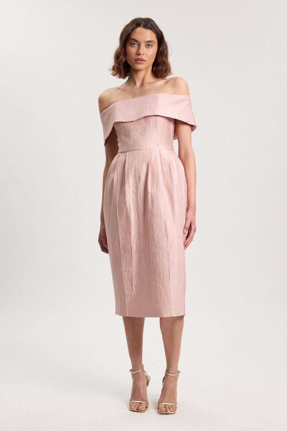 KarenMillen Petite Textured Tailored Twill Bandeau Midi Dress
