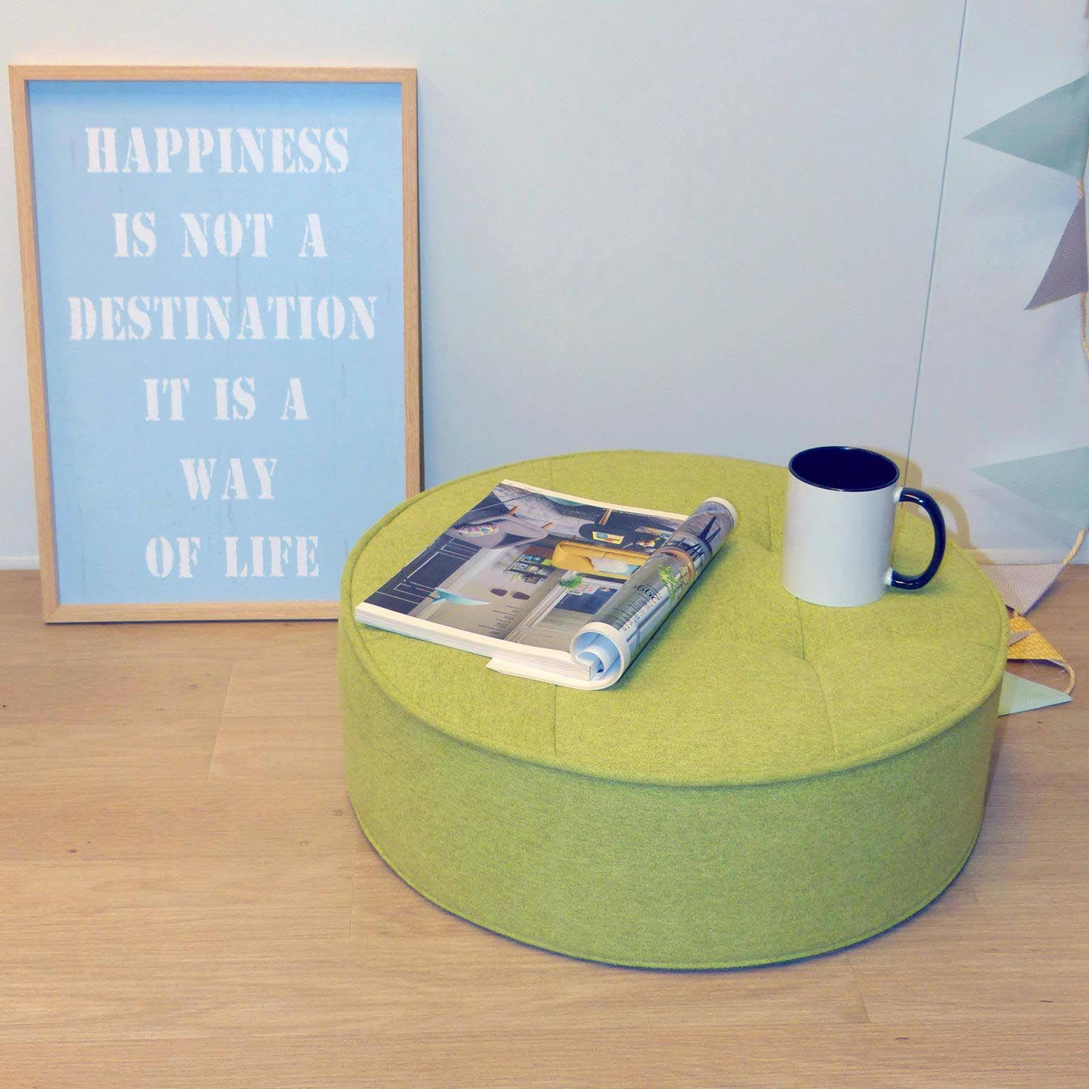 - Pouf de sol en toile effet feutrine 4 points vert