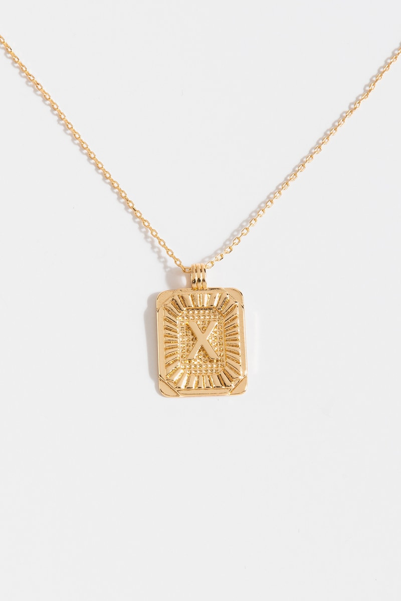 Initial ID Tag Pendant Necklace