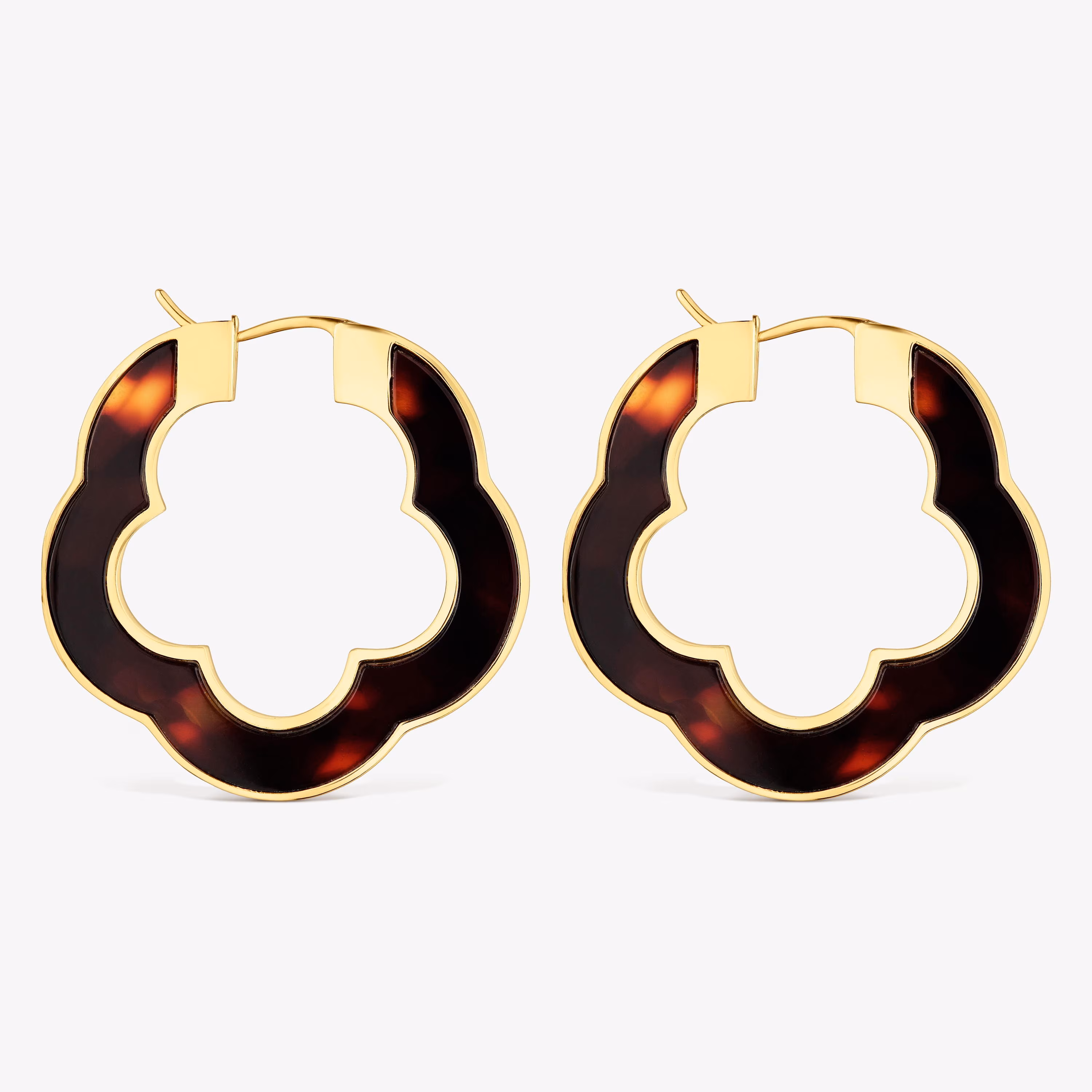 Pendientes flor de acero dorado y resina carey 33 mm Galaxy