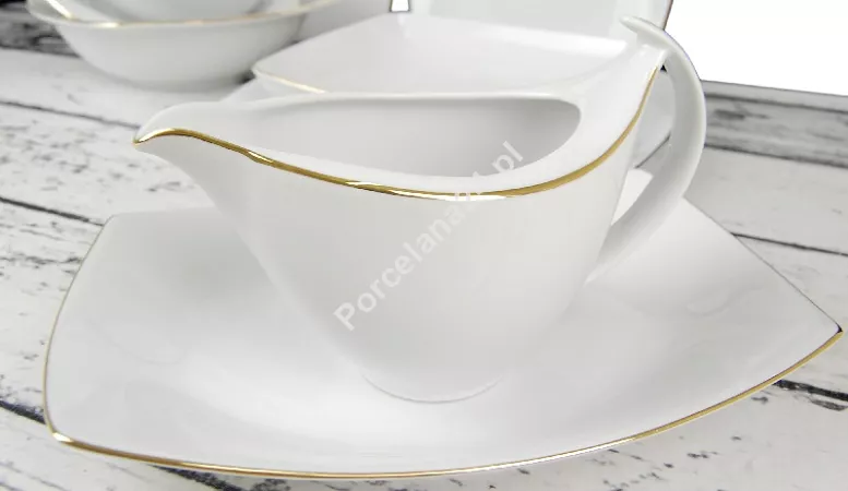 Serwis obiadowy na 12 osób (44el) Chodzież - Akcent 3603 ZŁOTA LINIA BW